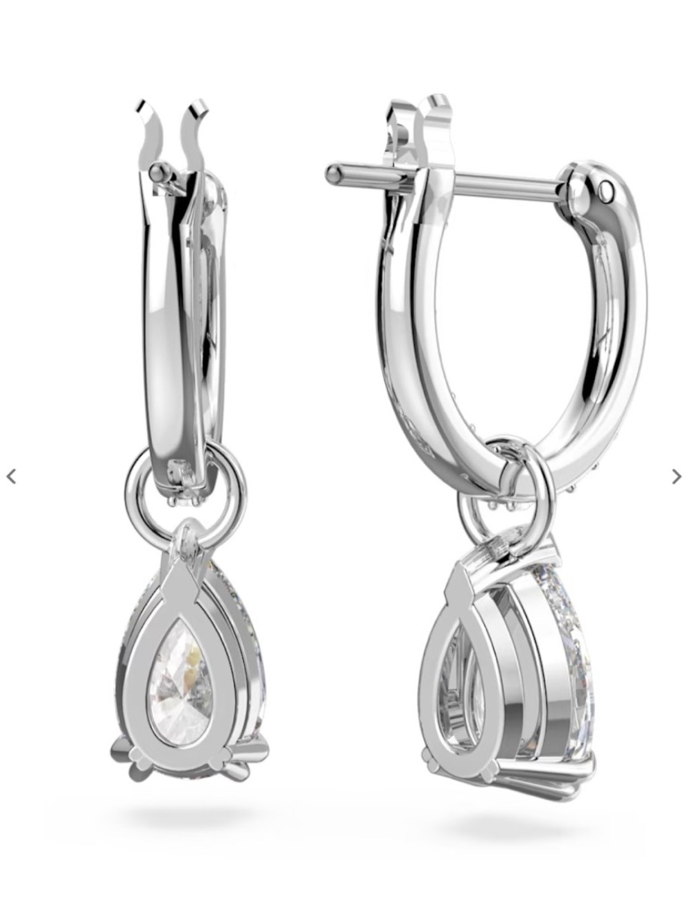 Swarovski Silver Mini Hoop Pear Earrings with Clear Teardrop Crystals New - Picture 5 of 6